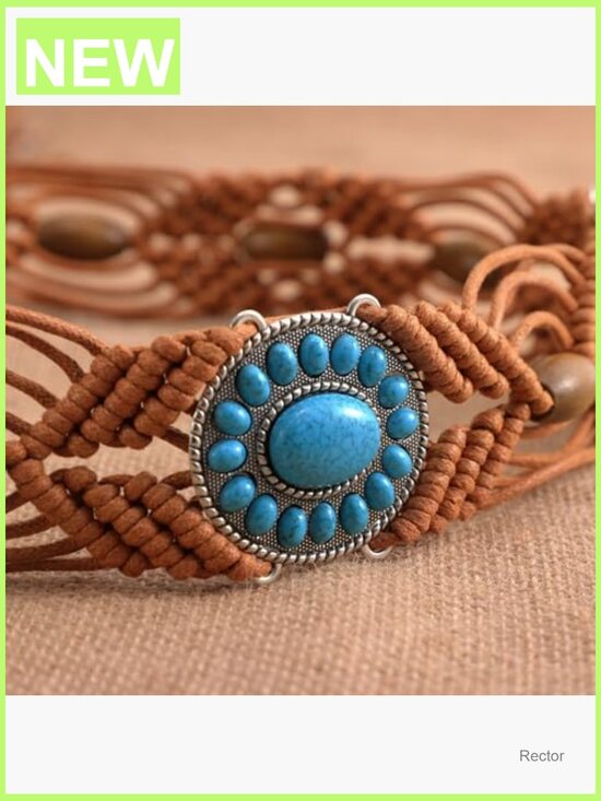 Boho Hand-Woven Wax Rope Waist Belt with Tassels 2\